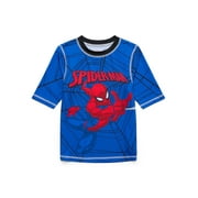 Spider-Man Boys’ Graphic Rashguard with Short Sleeves and UPF 50+, Sizes 4-12